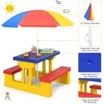 Kids Picnic Table Set W/Removable Umbrella Indoor Outdoor Garden Patio 5