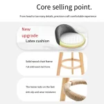 Bar Height Bar Stools Without Back Wooden Tall Stools for Kitchen Island Modern Bar Chairs Cotton and Linen Barstools  Furniture 5