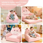 Foldable Kids Sofa Baby Seat Chair Foam Filled Toddler Sleeping Couch Reading Armchair for Reading Relaxing Nursery Bedroom 5