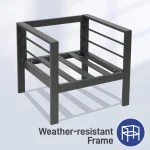 4-Seat Aluminum Outdoor Sectional Furniture Set with Thick, Washable Cushions and Coffee Table for Patio Conversation Areas 5