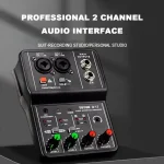 2 Channels Professional Portable Audio Interface Sound Card Console Mini USB MIXER for Guitar Recording Studio Singing TEYUN Q12 2