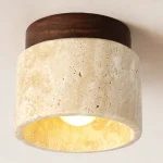 Led Ceiling Lamp Surface Mounted Downlight Japanese Style Stone Wood Light Round 110V220V For Living Room Corridor Porch Balcony 2