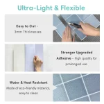 1/10pcs 3D Decorative Tile Stickers, Self-adhesive 3D Wall Stickers for Kitchen and Bathroom, Water Mold Resistant, 30x30cm 5