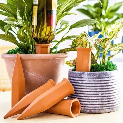 2 Packs, Plant Self-Watering Stakes, Terracotta Automatic Plant Waterer Devices Auto-Water Irrigation System For Indoor/Outdoor
