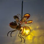 Solar Iron Insect Statue With LED Fairy Light Outdoor Waterproof Hanging Tree Ornament For Fence Yard Courtyard Garden Art Decor 6
