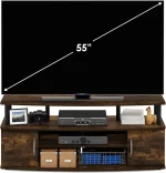 TV Stand for 55-Inch Screens, Entertainment Center with Storage Cabinets and Shelves, Amber Pine/Black 3