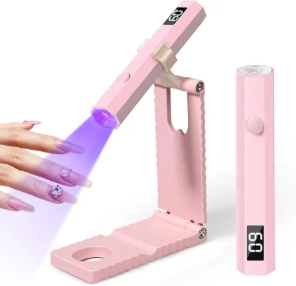 Cordless UV/LED Nail Lamp Set Handheld Light with Stand LCD Display Rechargeable USB Gel Nail Dryer for Quick Curing