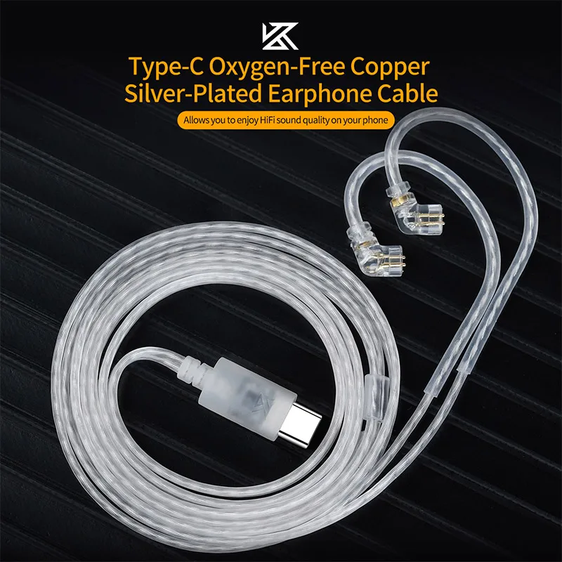 KZ Earphones Cable OFC Silver Plated Upgrade Cable Wire Type-c 2PIN Cables Microphone Optional KZ Earphones Cable OFC Silver Plated Upgrade Cable Wire Type-c 2PIN Cables Microphone Optional