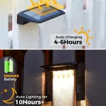 2 Pack Solar Wall Lights 4 LED Solar Fence Lights Outdoor Waterproof Solar Deck Lights Wall Lights for Fence Post Yard Pathway 4
