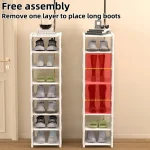 1 Piece Dustproof Single-Row Multi-Layer Shoe Rack, Shoe Storage Organizer, Entryway Furniture Shoe Cabinet, Easy to Assemble and Space-Saving, Suitable for Entryway, Closet, Living Room, Bedroom 3