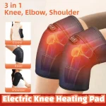 3 in 1 Heated Knee Wrap 3 Heat Levels Black Electric Heating Massager Sore Muscle Recovery 6 Adjustable Vibrations 2