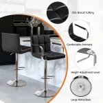 Bar Stools Set of 2, PU Leather Adjustable Swivel Barstools, Hydraulic Kitchen Counter Height Bar Chairs with Armrest and Back 4