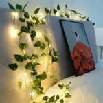 Flower Green Leaf String Lights Artificial Vine Fairy Lights Battery Powered Christmas Tree Garland Light for Weeding Home Decor 6