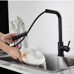 Black Pull Out Kitchen Sink Faucet Two Model Stream Sprayer Nozzle Stainless Steel Hot Cold Wate Mixer Tap Deck 2