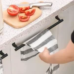 Towel Rod Over Cabinet Towel Rack Storage Organizer Bathroom Door Hanging Towel Rack Kitchen Cabinet Punch-free Rag Hanger 4