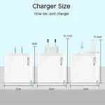 160W Multi Ports USB Type C Charger  Phone Charger Adapter For iPhone Samsung Xiaomi EU/US/UK Plug USB Wall Charger 2