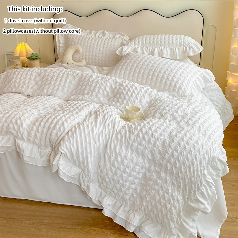 3pcs Korean lace Bedding set seersucker Duvet Cover Set (1*Duvet Cover + 2*Pillowcase, Without Core)for bedroom guest room 3pcs Korean lace Bedding set seersucker Duvet Cover Set (1*Duvet Cover + 2*Pillowcase, Without Core)for bedroom guest room