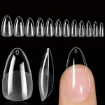 120 Short Almond-Shaped Oval Fake Nail Cutting Kit, Expandable and Complete Covering Nail Glue, French Ballet Shoe Style, Pressed Nail Cover. 4