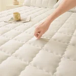 Hypoallergenic Quilted Mattress Protector - Breathable Noiseless Mattress Cover Pad with 4 Elastic Corner Straps,Solid Color 5