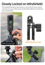 Motorcycle Windshield Mount Clamp Aluminum Clip For GoPro 13 12 Insta360 Go Ultra For DJI Osmo Nano/360/Action 6 5 Pro Pocket 3 4