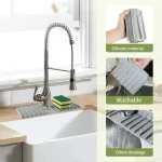 Sink kitchen countertop drying pad silicone faucet pad dishwashing soap sponge holder kitchen sink splash proof drainage pa 5