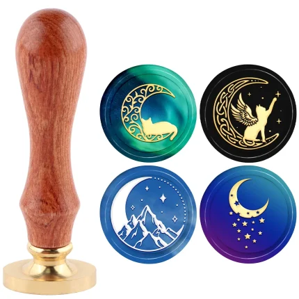 Cat Wax Seal Stamp Set Craft Supplies Scrapbooking Christmas 1 Removable Brass Stamp Head And 1 Rosewood Handle for Decoration