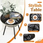 Patio Furniture Set 3 Pcs Rope Woven Bistro Set Outdoor Conversation Set with 2 Wide Chairs,Cushions and Tempered Glass Table 4