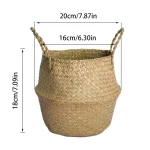 Wicker Basket Toy Organizer Folding Rattan Seagrass Storage Basket Laundry Woven Basket Plant Flower Pot For Home Garden 6