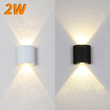 2W LED Wall Lamp Outdoor Waterproof Garden Lighting Indoor Bedroom Living Room Stairs Wall Light
