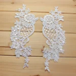 2 Pieces White Red Blue Lace Applique Flower Sequin Lace Fabric Decoration For Garment Accessories Sew On Cloth Costume Craft 3