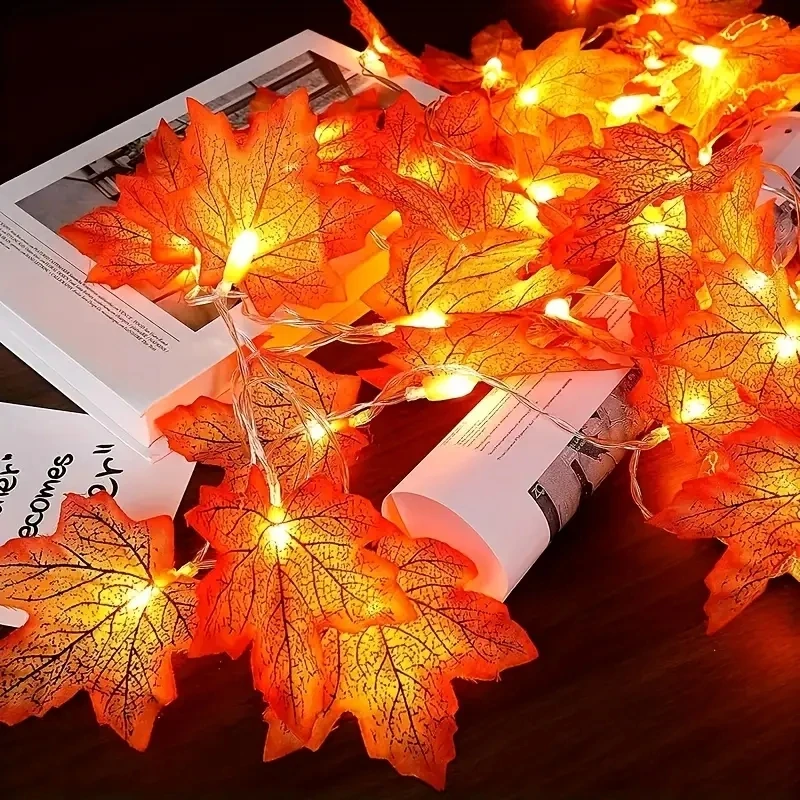 1pc 10/20 LED Maple Leaf String Lights Battery Powered Fairy Lights For Home Party Holiday Arrangement Scene Outdoor Decoration 1pc 10/20 LED Maple Leaf String Lights Battery Powered Fairy Lights For Home Party Holiday Arrangement Scene Outdoor Decoration