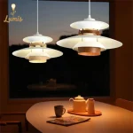 Modern Minimalist White UFO-Shaped Iron Pendant Lamp Nordic Design Home Decoration Hanging Light Hotel Restaurant Art Chandelier 2