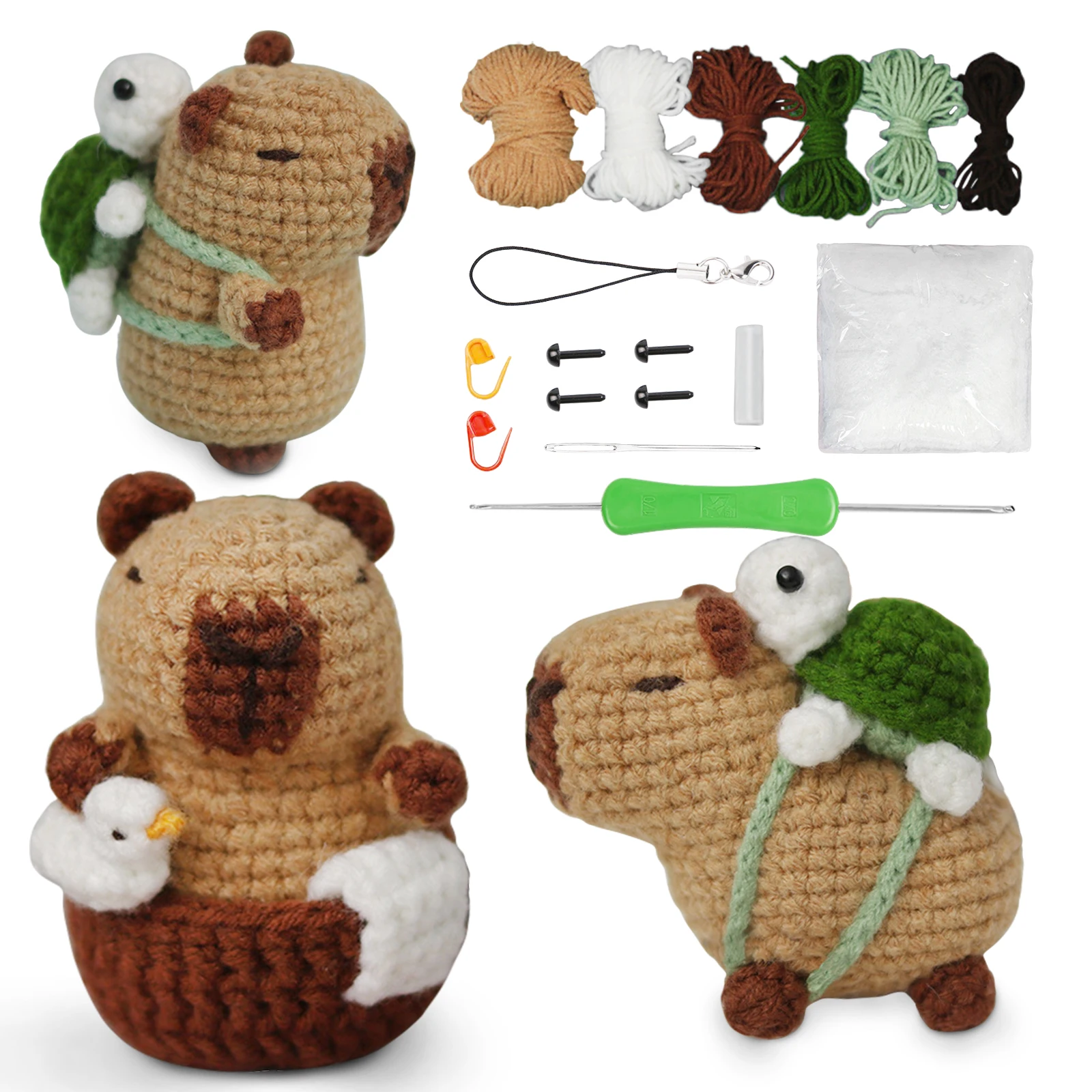 Capybara crochet Kit, Cute Animal Crochet Kit set, Christmas Gift, Crochet kit for Beginners, Crochet Kit for craft lovers, Capybara crochet Kit, Cute Animal Crochet Kit set, Christmas Gift, Crochet kit for Beginners, Crochet Kit for craft lovers,