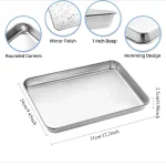 Stainless Steel Baking Tray Set with Grill 304 Stainless Steel Rectangular Cooling Rack Grilling Tools BBQ Safe Small Grill 6