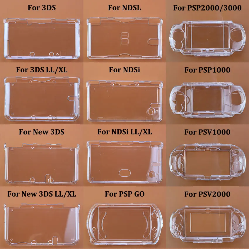 1pcs Plastic Clear Crystal Hard Shell Case Cover For 3DS New 3DS XL LL For NDS Lite NDSL NDSi XL LL For GBA SP PSP PSV 1000 2000 1pcs Plastic Clear Crystal Hard Shell Case Cover For 3DS New 3DS XL LL For NDS Lite NDSL NDSi XL LL For GBA SP PSP PSV 1000 2000