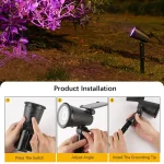 9 LEDs Solar Spotlights, Outdoor IP65 Waterproof, Spot Lights, Brightness Adjustable for Garden Backyard Driveway Patio Decor 2
