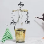 Love Wedding Candle Holders Snowflake Deer Fairy Rotating Candlestick Metal Tray Romantic Home Decoration Christmas Ornament ﻿ 3