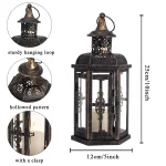 Vintage Nordic Candle Holder Lanterns Candles Aesthetic Hanging Lantern Iron Lantern Black Home Decor Wedding Room Decoration 6