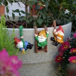 3Pc Flower Pot Dwarf Hanging Ornaments, Mini Dwarf Resin Statue, Garden Dwarf Micro Landscape Decorative Statue, Outdoor Miniature Statue Accessories, 4