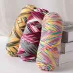 2 PCs Colorful 5-strand Dyed Milk Cotton Baby Sweater Yarn Self Woven Scarf Medium Thick Handmade DIY Woven Crochet Material Bag 2