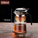 High-temperature resistant and elegant cup, household tea set, one-click tea and water filtration, glass teapot cover 3