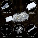 3.2M Christmas Snowflakes LED String Lights Flashing Fairy Curtain Lights Waterproof For Holiday Party Wedding Xmas Decoration 5