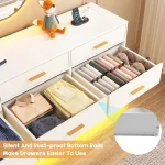 12 Drawer Dresser for Bedroom, 63'' Modern Chest of Drawers with Power Outlets & LED Lights, Wood Dresser for Living Room 3