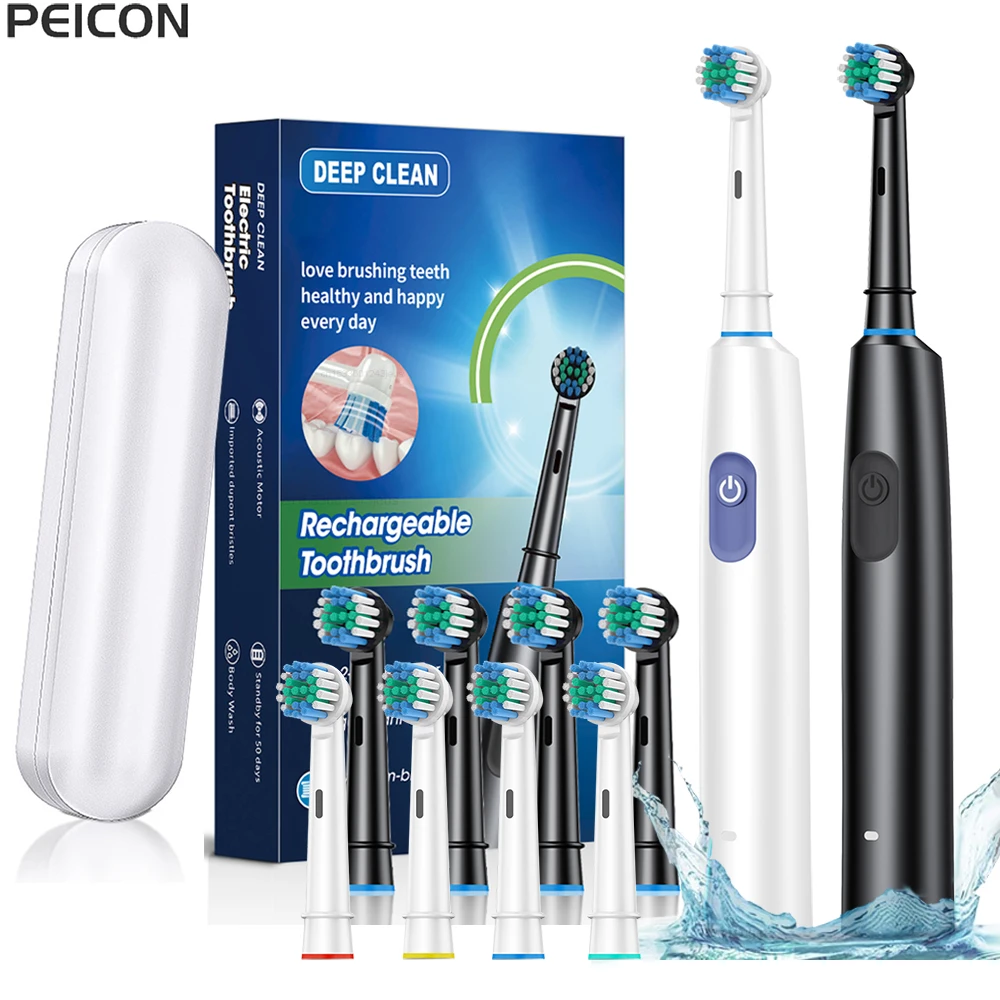 Electric Toothbrush Rotary Rechargeable Electric Toothbrush for Adults Rotating Electric Toothbrushes with 8 Soft Brush Heads Electric Toothbrush Rotary Rechargeable Electric Toothbrush for Adults Rotating Electric Toothbrushes with 8 Soft Brush Heads