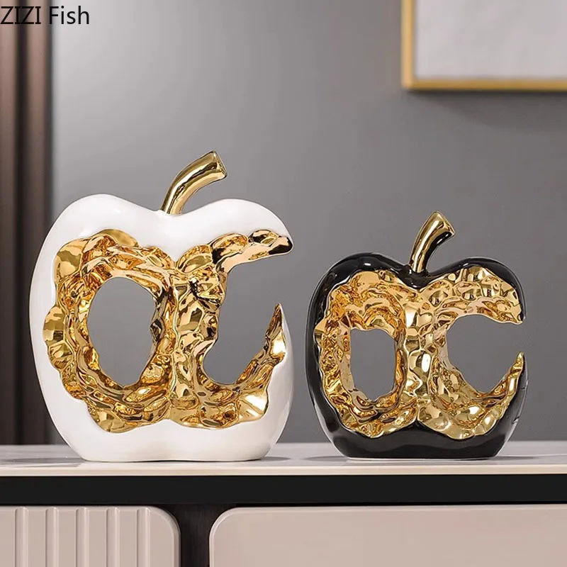 Gold-plated Apple Hollow Out Crafts Ceramic Sculpture Desk Decoration Ornaments Creative Apple Statue Room Aesthetic Decor Gold-plated Apple Hollow Out Crafts Ceramic Sculpture Desk Decoration Ornaments Creative Apple Statue Room Aesthetic Decor