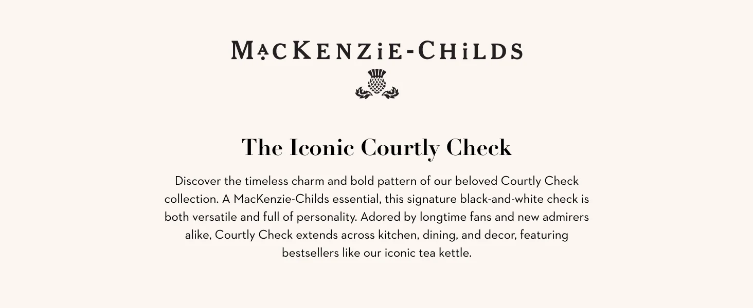 The MacKenzie-Childs logo on a beige background. Text reads: MacKenzie-Childs.