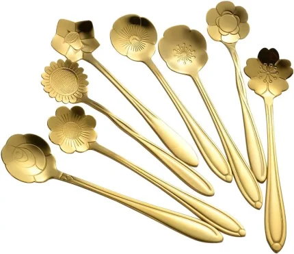 8/16 Pieces Flower Coffee Tea Spoons Stainless Steel Sugar Spoons Tea Party Flower Fancy Tableware Set Stir Bar Kitchenware
