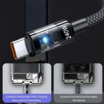 0.25/1/1.5/2M 240W Nylon USB C PD Super Fast Charging Data Cable with LED Digital Display USB To Type C Quick Charge Data Cords 5