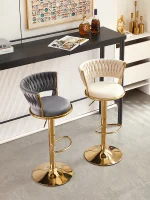 Rotating Lifting Bar Chair, High Foot Stool, Nordic Furniture, Backrest, Velvet Bar Stool, Bar Stools For Kitchen, Counter Stool 4