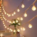 3m (118.11in) Warm White LED Bubble Ball String Lights - Waterproof Crystal Globe Fairy Lights Indoor Outdoor Decorative Lights 3